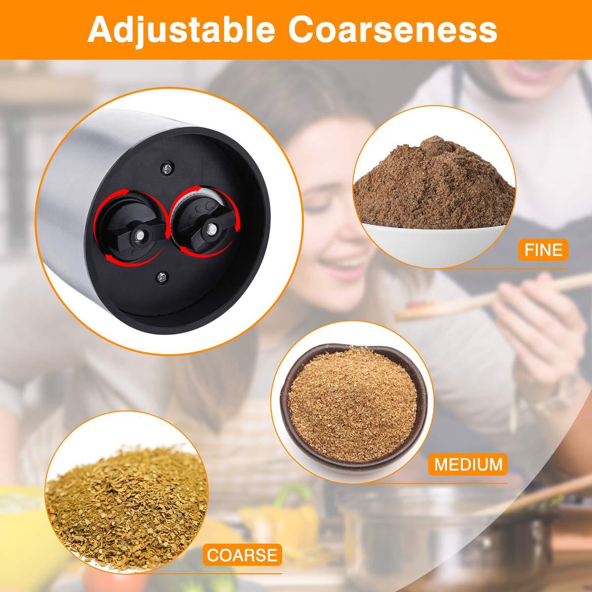 Máy xay muối và hạt tiêu Máy xay gia vị 2 trong 1 và Máy xay muối thủ công Máy xay muối tiêu Kích thước hạt có thể điều chỉnh Máy xay muối và tiêu bằng thép không gỉ có gốm tích hợp