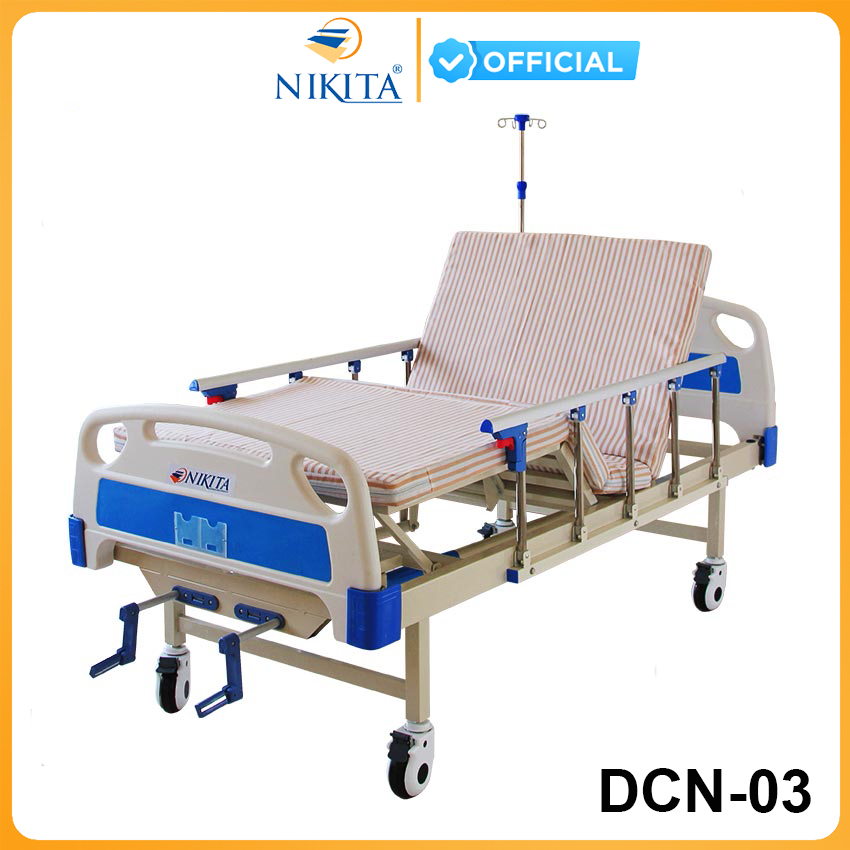 Giường bệnh y tế cao cấp đa chức năng - DCN03 chính hãng NIKITA - Chức năng nâng đầu - Nâng chân - Có chổ để bô