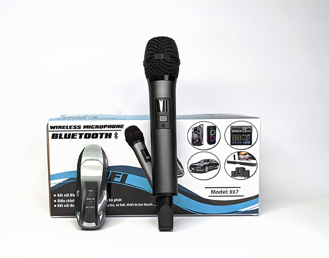 Micro karaoke dành cho ô tô BX7 - Micro không dây đa năng cao cấp - Lọc Âm, Chống Hú, Chống Ồn Và Méo Tiếng Giúp Âm Thanh Phát Ra Trong Trẻo, Mượt Mà - Biến loa vi tính thành loa karaoke - Dùng được cho cả loa kéo, amply, mixer, tivi