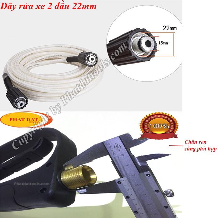 Cuôn dây rửa xe trắng cao áp 10m-15m-20m cho máy rửa xe-Tặng kèm khớp nối dài dây rửa xe