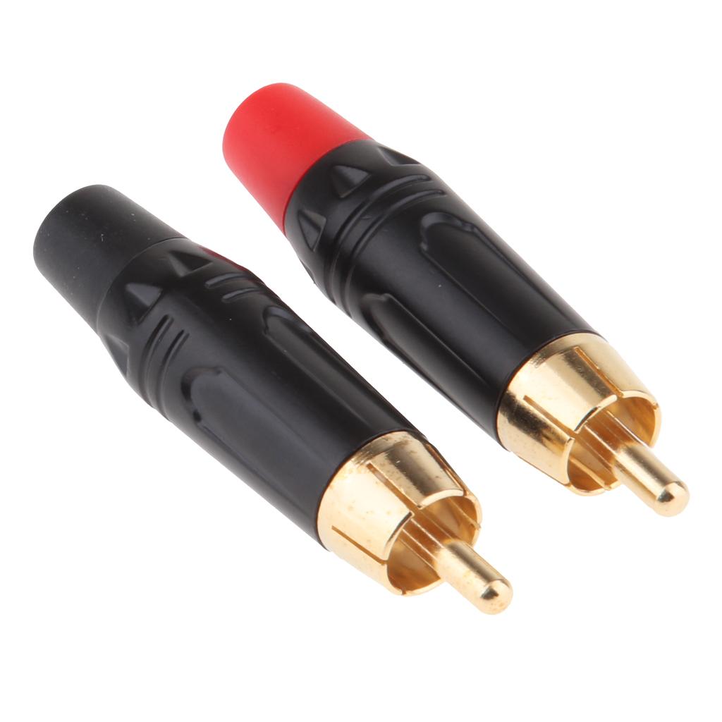 Gold Plated RCA Male+Female Plug Adapter Audio Cable Connector Speaker Plug