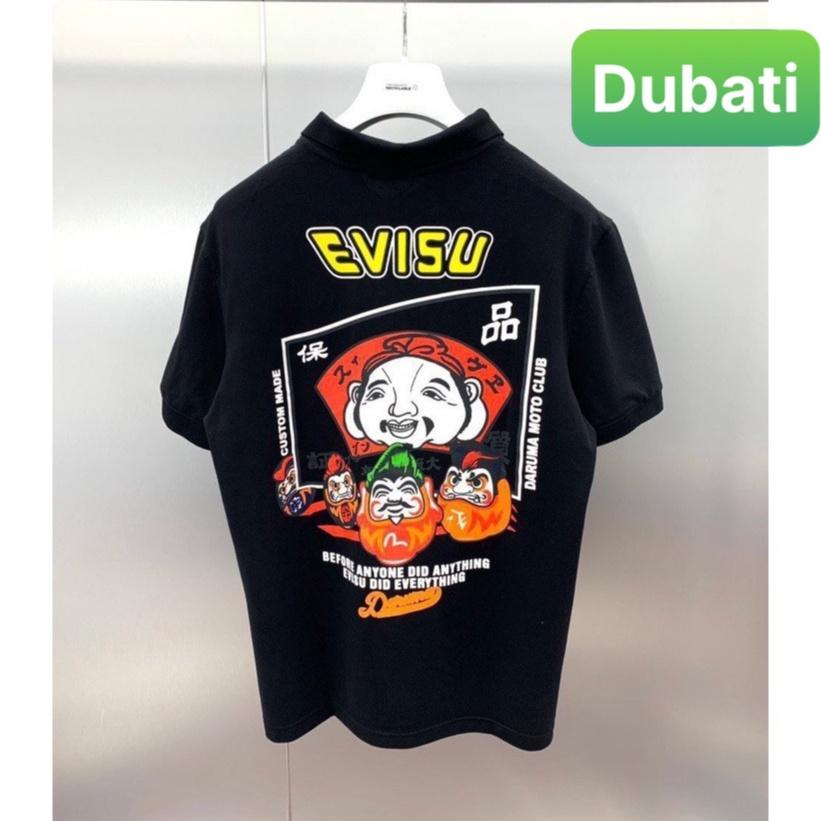 ÁO THUN NAM POLO CỔ TRỤ NAM NỮ VẢI CÁ SẤU IN EVISU CHẤT VẢI COTTON 100% PHONG CÁCH SANG CHẢNH MÙA HÈ - DUBATI FASHION