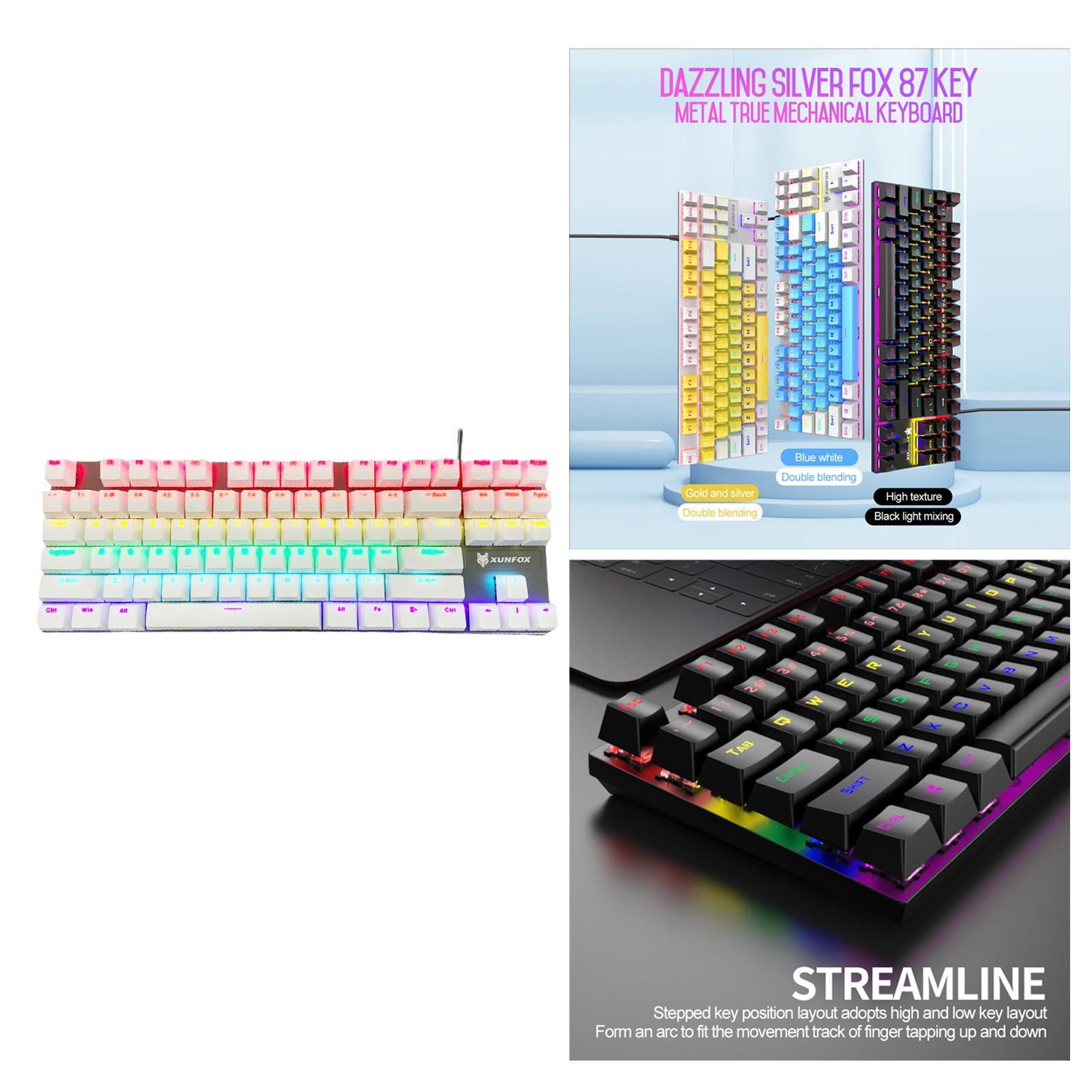 RGB 87 Keys Gaming Mechanical Keyboard USB Wired Space Saving for A