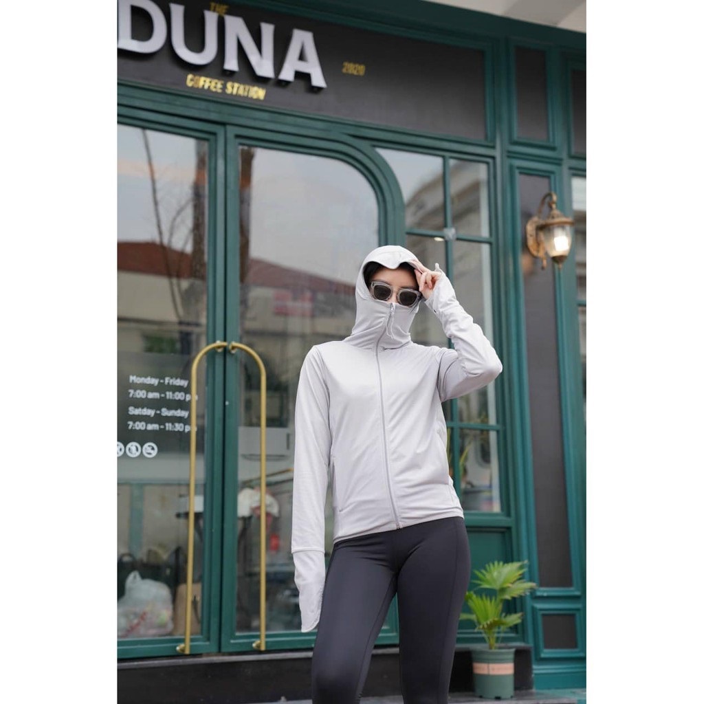 Áo chống nắng nữ vải thông hơi kim cương thiết kế KHÓA KÉO CAO CHE MẶT làm mát chống tia UV đến bảo vệ làn da