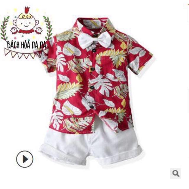 COMBO FULL SET Bộ quần áo bé trai Phong cách Hawai (Hàng loại 1) Cotton Thấm hút mồ hôi tốt - Nana Shop