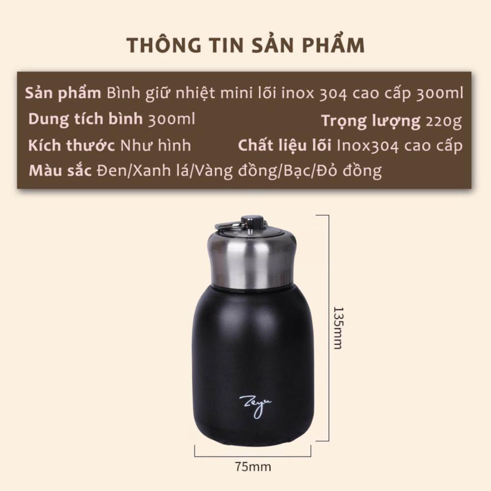 Bình nước giữ nhiệt  cầm tay mini, ly giữ nhiệt inox dung tích 300ml  giữ nhiệt suốt 12 giờ chất liệu cao cấp cực tiện