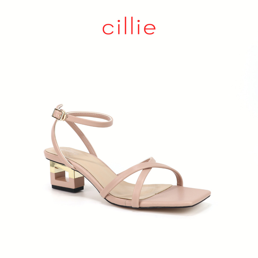 Giày sandal nữ dây chéo mảnh cao 5cm Cillie 1095