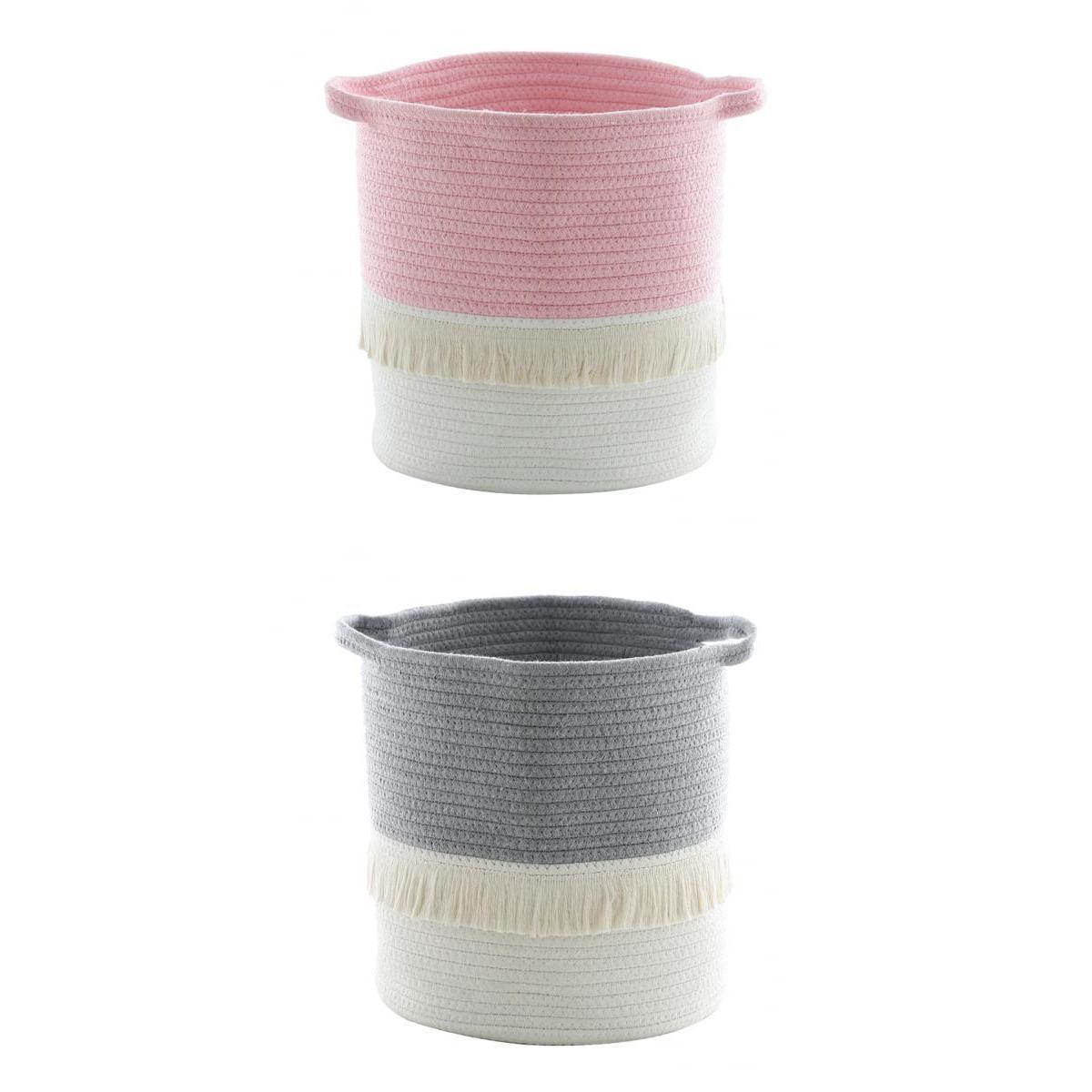 2x Laundry Basket 13 x 12inch Cotton Rope Basket Woven Storage w/ Handle