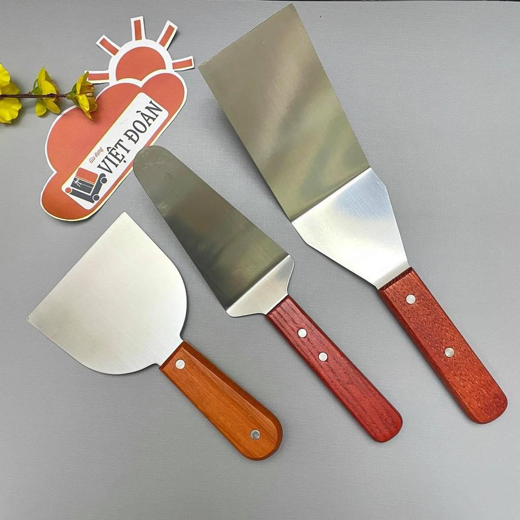 Xẻng Xúc Bánh INOX DÀY KHÔNG RỈ- CÁN GỖ CAO CẤP- Đồ dùng làm bánh, kem cuộn, pizza , dụng cụ nhà bếp đa năng