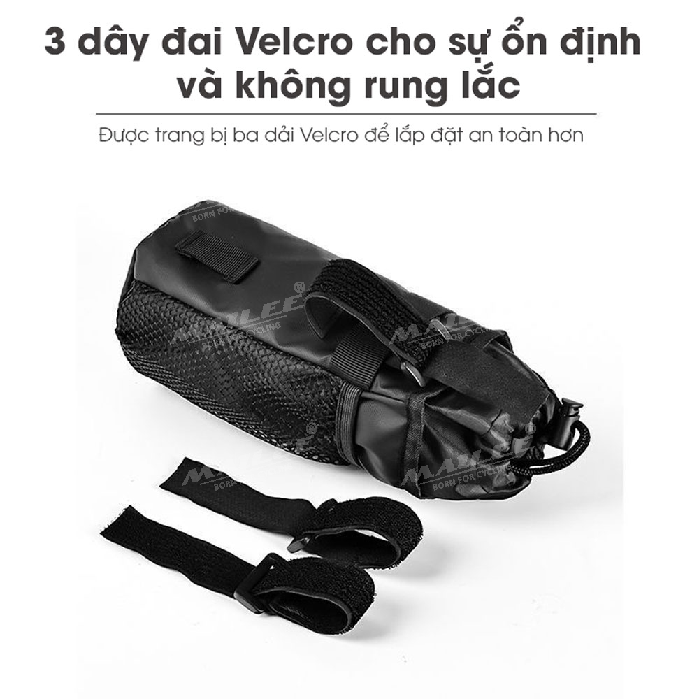 Túi đựng bình nước cho xe đạp, giữ nhiệt (loại lớn) TGN-07 gắn tay lái xe đạp, phù hợp nhiều kích thước, gắn 3 điểm nhiều vị trí - Mai Lee