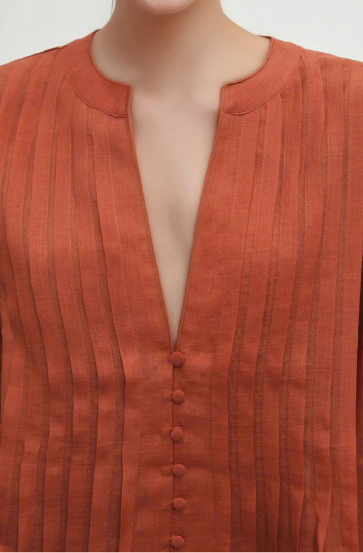Áo Kiểu Xếp Ly Linen Thu Cầm TOP241ORANGE thời trang thiết kế Hity
