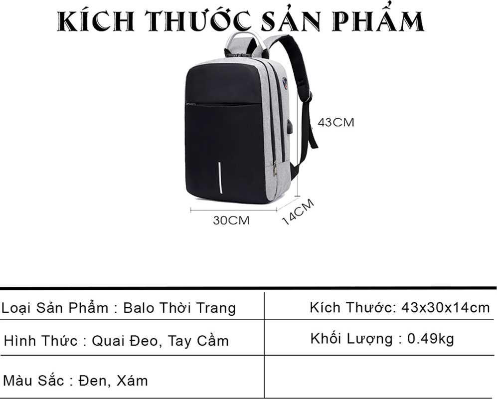 Balo laptop balo đi  học thời trang nam nữ chống trộm có phản quang