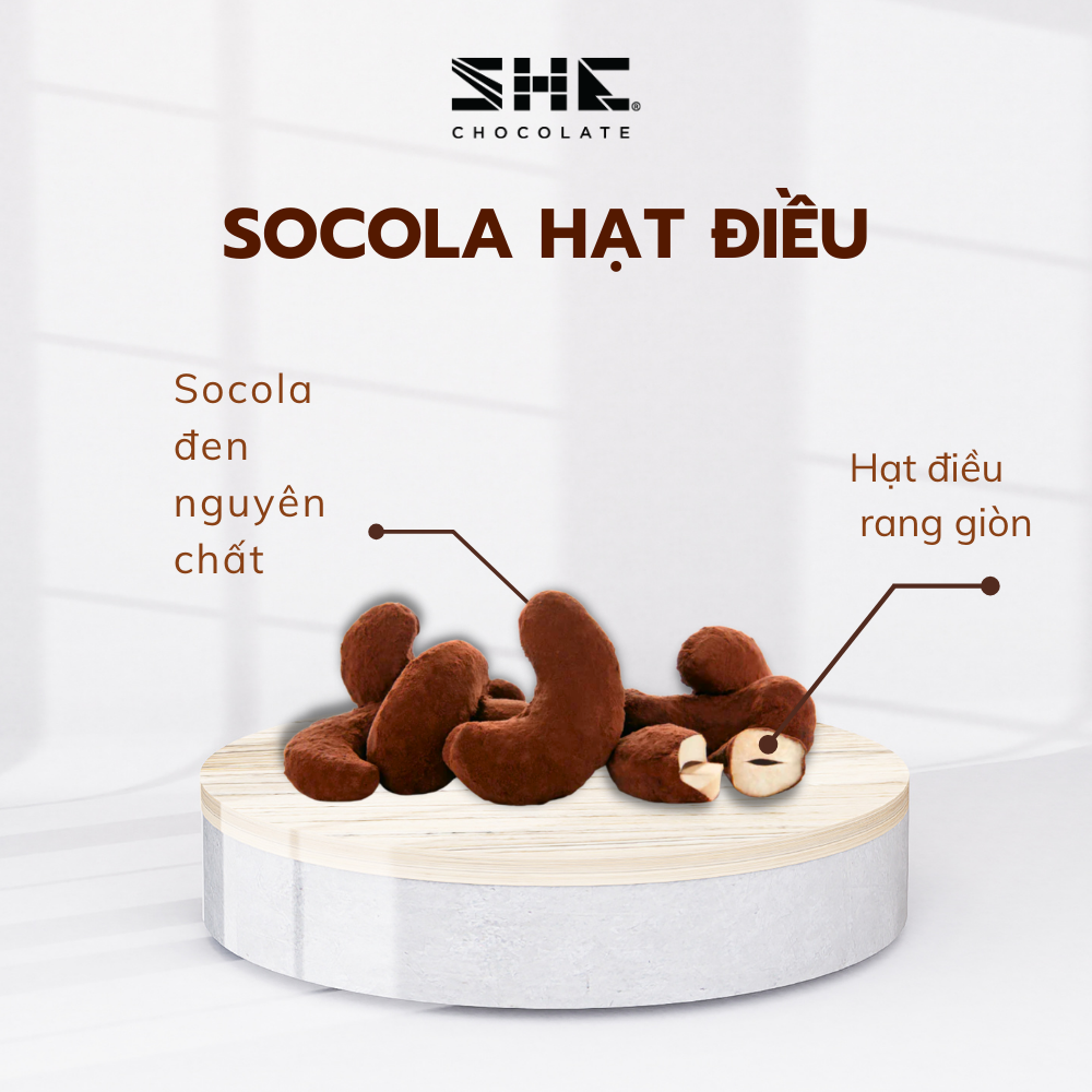 Socola Hạt điều Tiramisu - Túi 50g - SHE Chocolate - Tốt cho sức khỏe - Quà tặng người thân, dịp lễ, thích hợp ăn vặt
