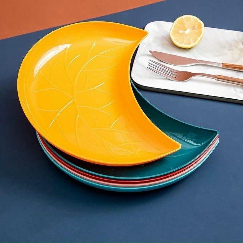 SET 5 ĐĨA NHỰA HÌNH BÁN NGUYỆT NHIỀU MÀU DECOR SIÊU XINH