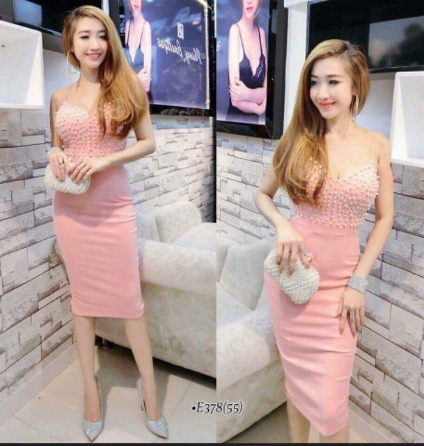 Đầm body 2 dây đính cườm sexy