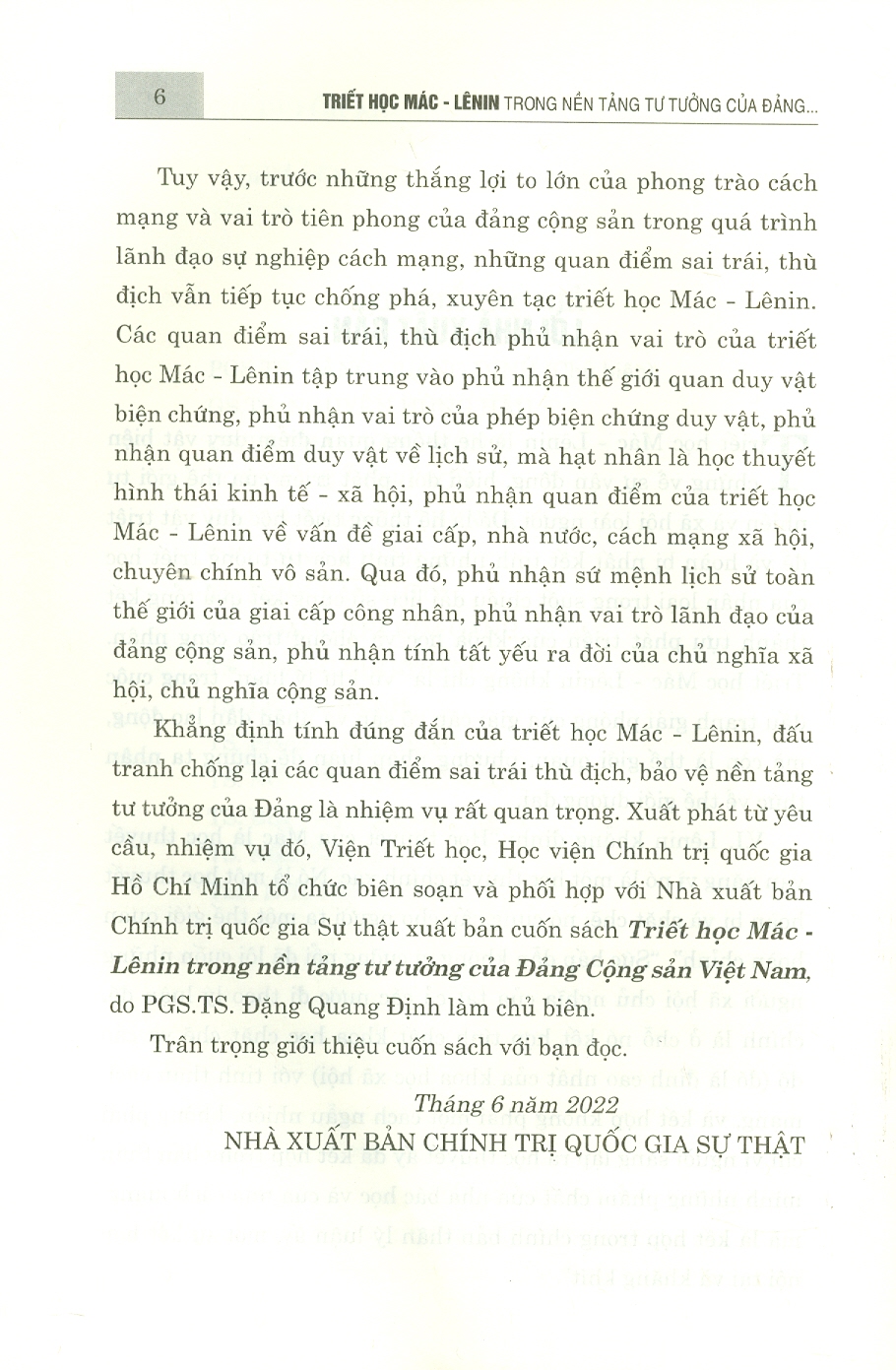 Triết Học Mác - Lênin Trong Nền Tảng Tư Tưởng Của Đảng Cộng Sản Việt Nam (Bìa cứng)