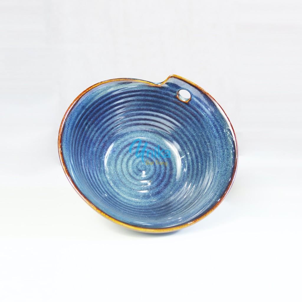 Tô Có Lỗ Xỏ Đũa Men Xanh Hoả Biến 22x9cm - Bát Tô Có Lỗ Men Cao Cấp