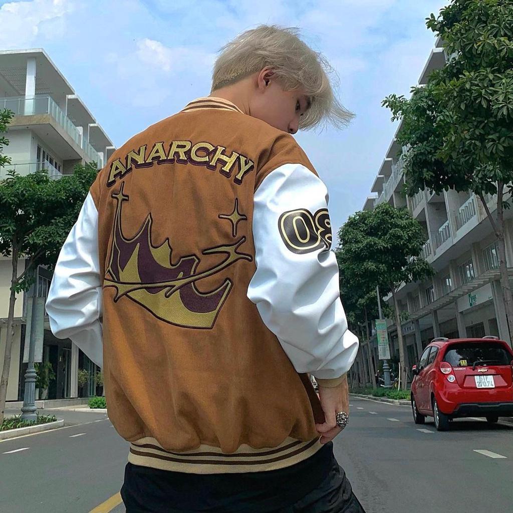 Áo Khoác Nam  VARSITY BOMBER Unisex - Áo Khoác Bóng Chày Nỉ Nhung - Chữ L Phong Cách