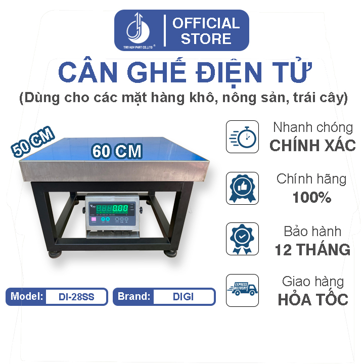 Cân Ghế Điện Tử DI28SS - Mặt Bàn Cân 500x600MM - Đầu Chống Nước