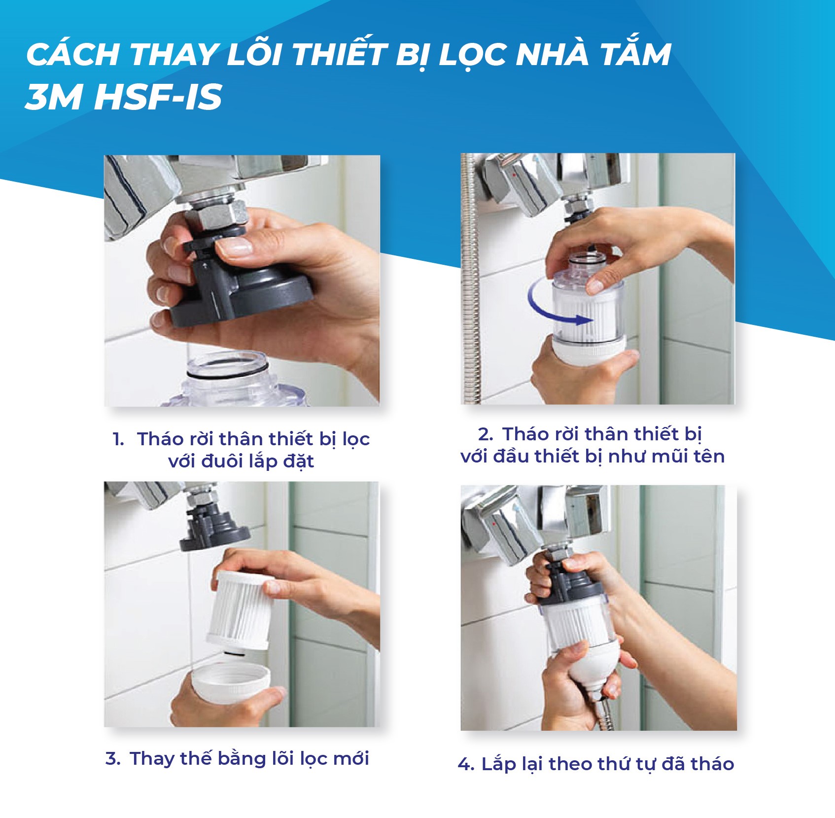 Combo 3 Lõi Lọc Nước 3M HSF-IR Thay Thế Dành Cho Thiết Bị Lọc Nhà Tắm (3M HSF) - Hàng Chính Hãng 3M