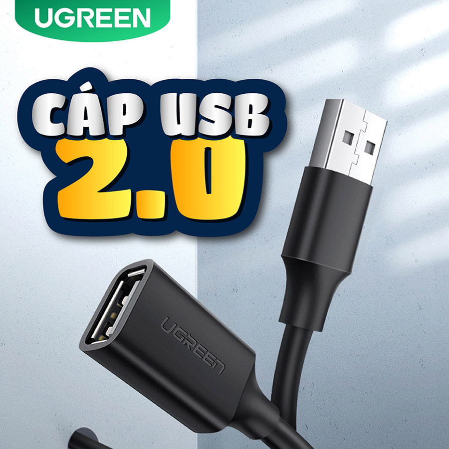 Dây Nối Dài USB 2.0 (1 đầu đực, 1 đầu cái) Dài 3m UGREEN US103 10317 (Mạ Bạc/Mạ Vàng) - Hàng Chính Hãng