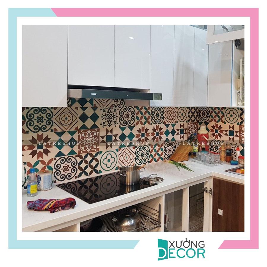 Decal gạch bông chịu nhiệt dán bếp tường nhà tắm dễ lau chùi đề can loại 1 - Simple khổ 40x60cm 0012