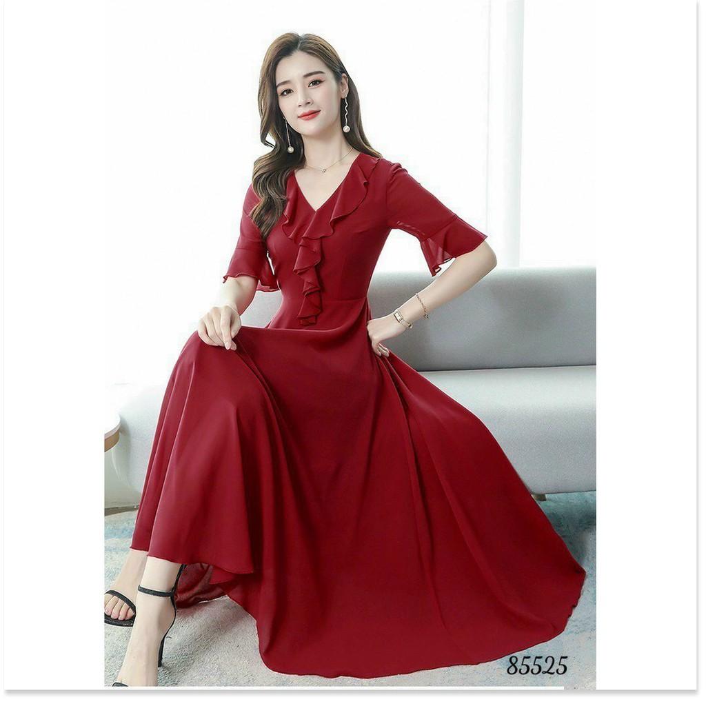 ĐẦM DỰ TIỆC VOAN Ý SANG TRỌNG , TÔN DÁNG , CHE KHUYẾT ĐIỂM , DÀNH CHO CÁC QUÝ CÔ / SP CÓ ĐỦ SIZE