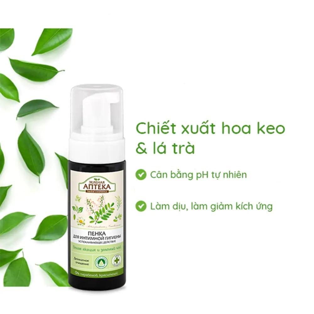 DDVS Phụ Nữ Dạng Bọt Giúp Cân Bằng Độ pH Vùng Kín Zelenaya Apteka Hoa Keo Trắng &amp;amp; Trà Xanh 150ml