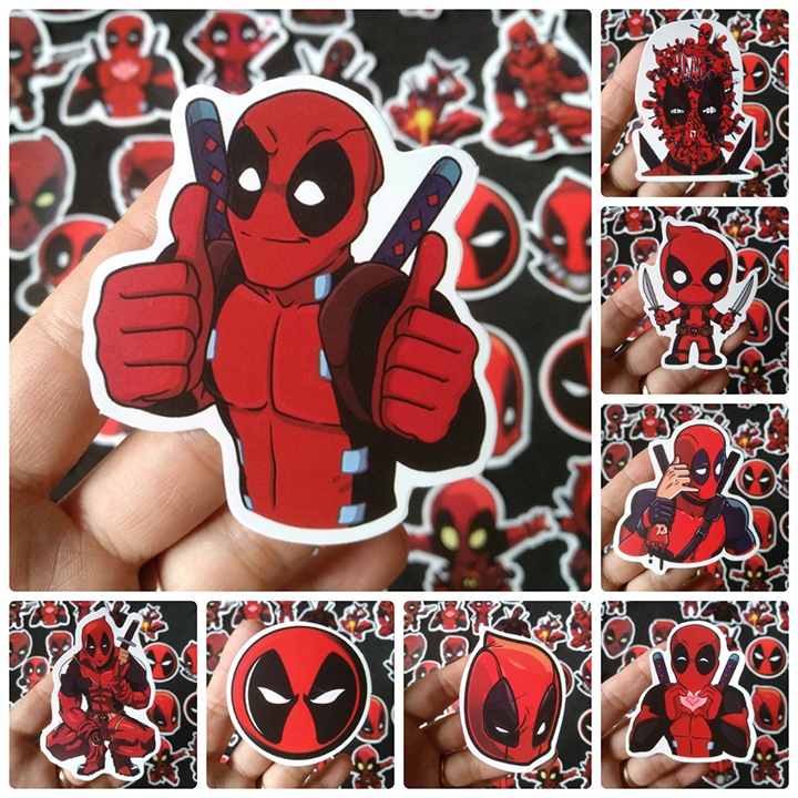 Bộ Sticker dán cao cấp chủ đề DEADPOOL - Dùng dán Xe, dán mũ bảo hiểm, dán Laptop