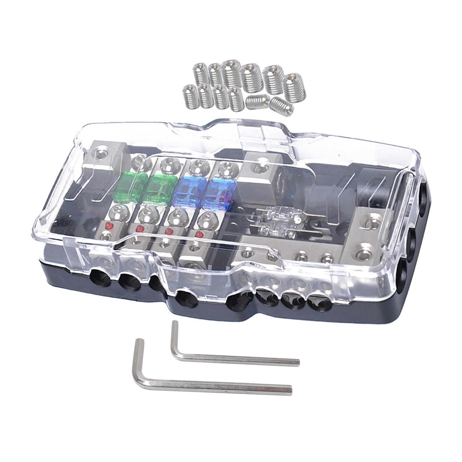 4 Way Fuse Holder 0/4GA 4/8GA Zinc Alloy Fuse Box Cover Case Fit for Car Audio RV Marine