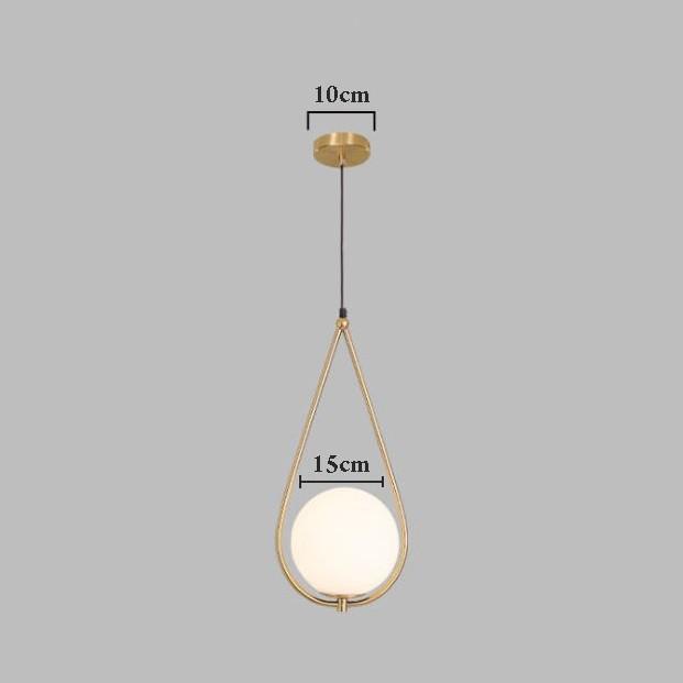 Đèn thả LAMES chao thủy tinh địa cầu, khung mạ vàng hình giọt nước - kèm bóng LED chuyên dụng .