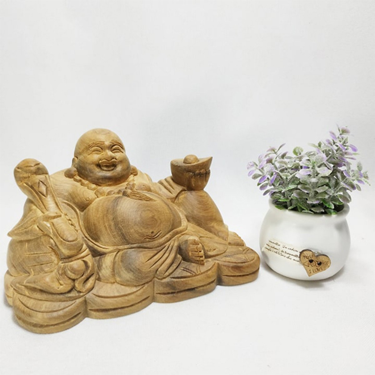 ÔNG DI LẶC - Tượng ông DI LẶC gỗ BÁCH XANH để trên oto