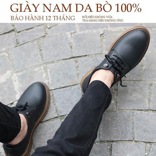 Giày Da Nam Buộc Dây Da Bò Đế Siêu Êm Full Hộp Thẻ Bảo Hành 12 Tháng