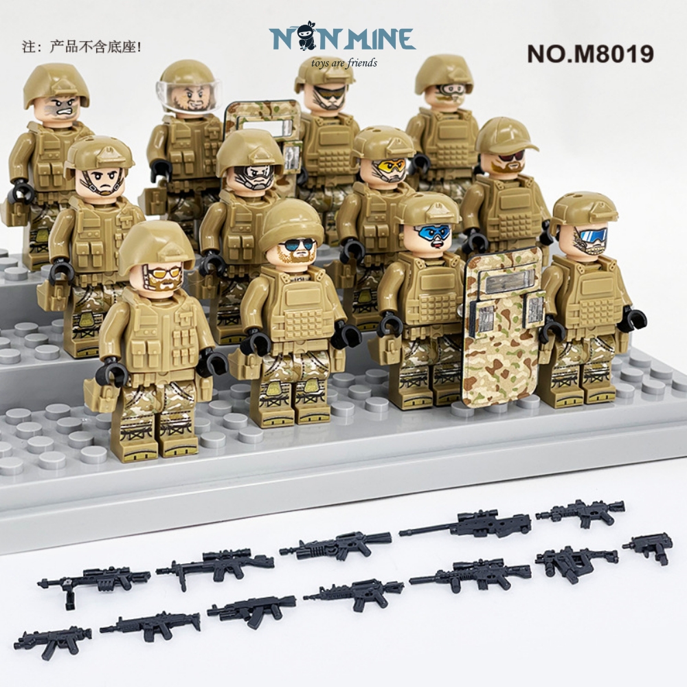 Đồ Chơi Lắp Ráp Minifigures Combo 12 Lính Quân Đội Army Sa Mạc Giáp Vàng M8019