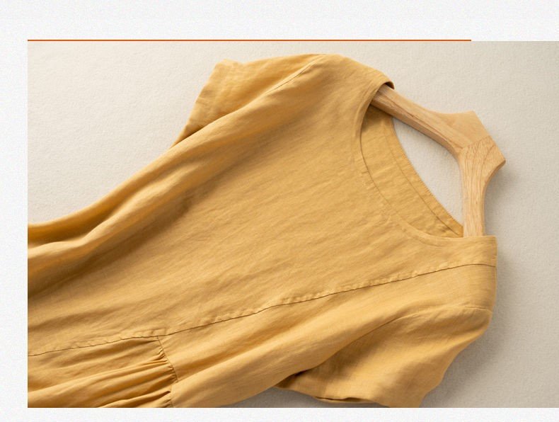 Đầm suông nữ chất linen mềm mát, kiểu dáng đơn giản dễ mặc Da71