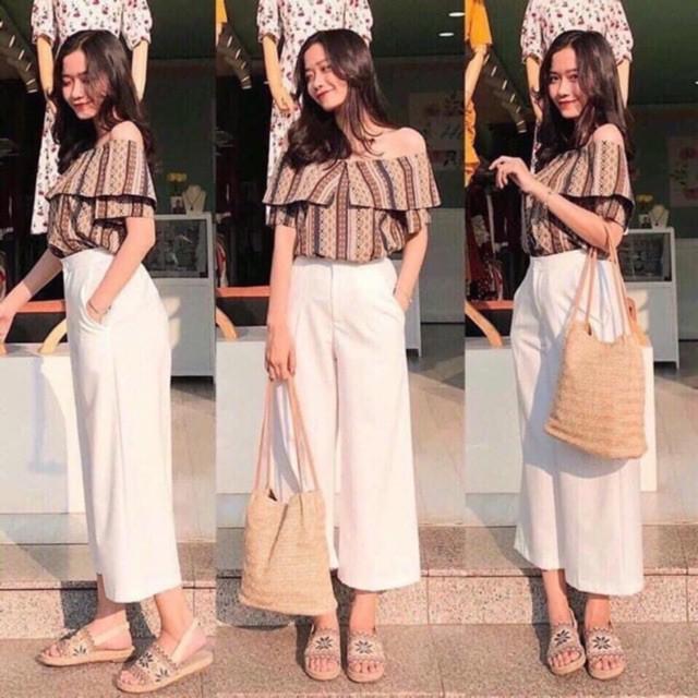 Quần lửng nữ ống rộng vải đũi Doloxi khóa thật chun sau Q116 Lỡ