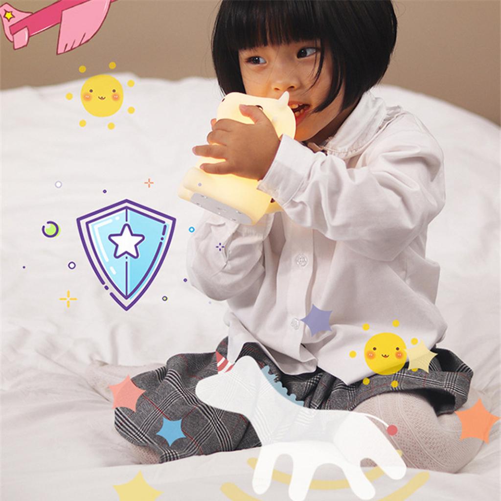 Silicone Cow LED Touch Sensor Night Light Cute Child Bedroom Lamp 7 Colors