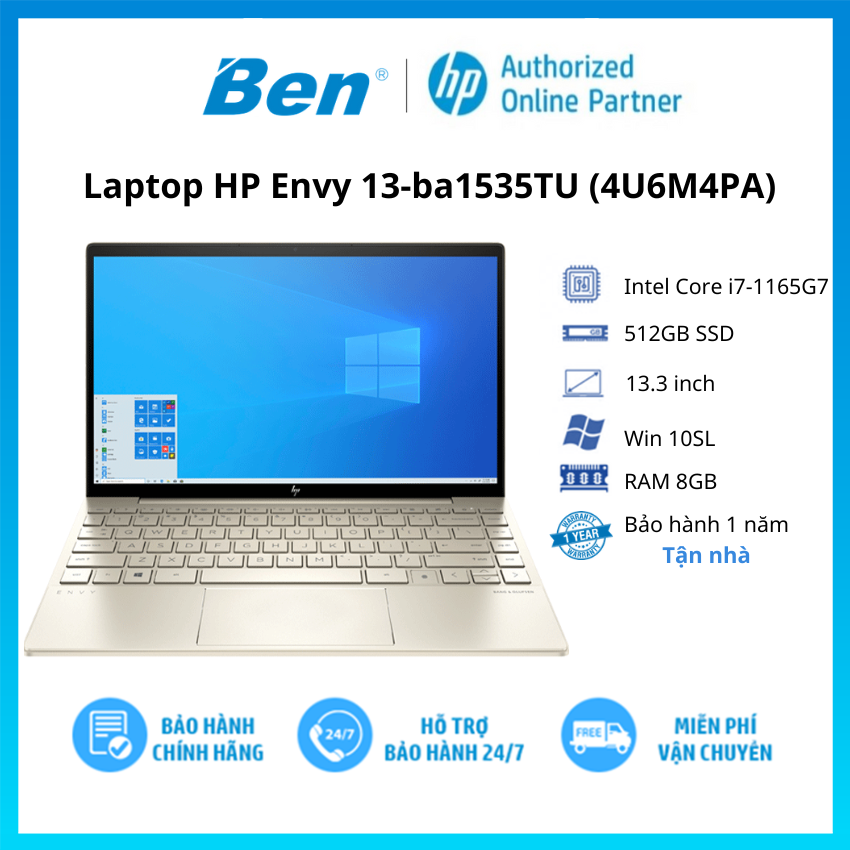 Hình ảnh Laptop HP Envy 13 ba1535TU i7 1165G7/8GB/512GB/13.3"F/Win11/(4U6M4PA)/Vàng - Hàng chính hãng