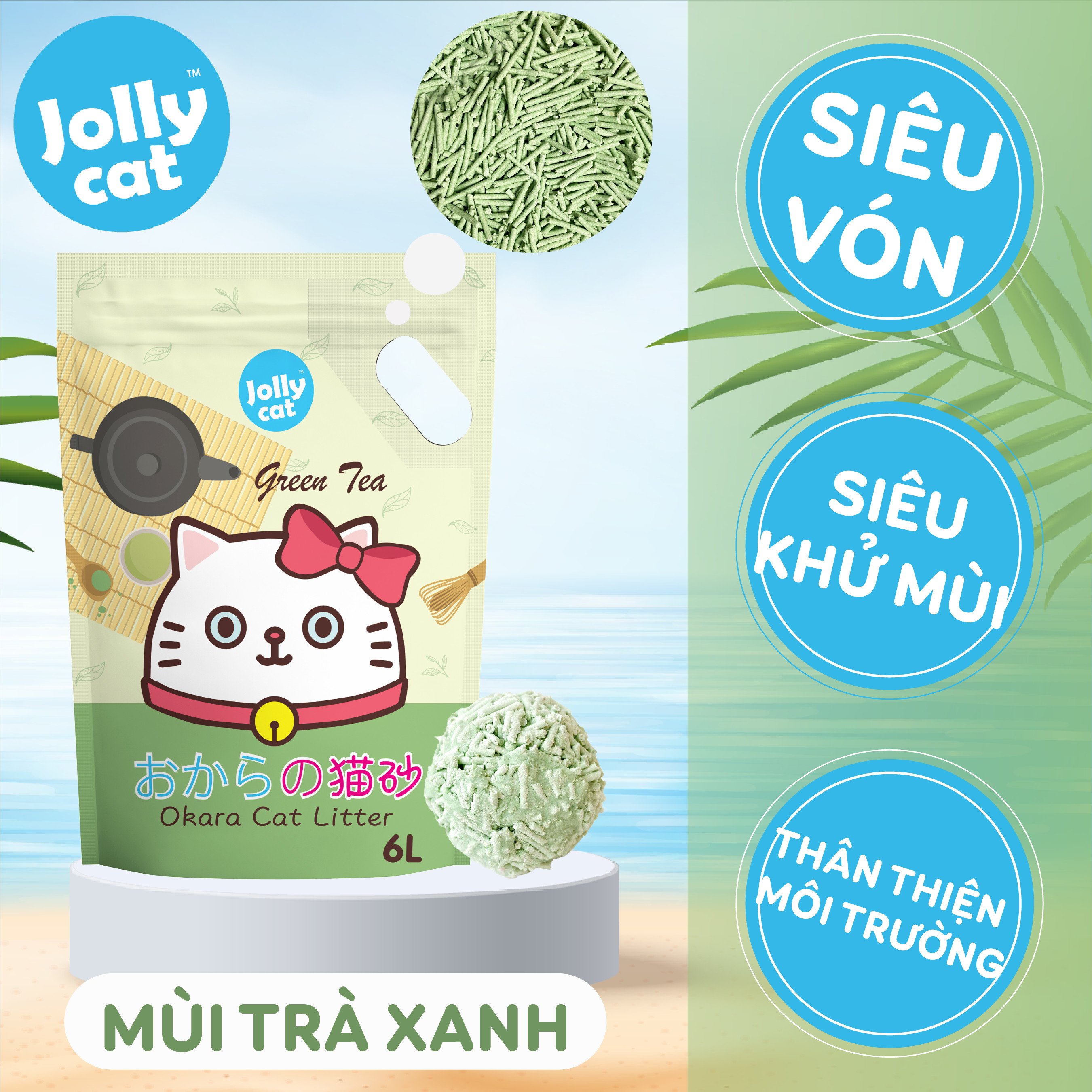 Combo 18L (6Lx3túi) - Cát đậu nành vệ sinh cho mèo Okara cat litter Jolly Cat | Jollycat (mùi ngẫu nhiên)