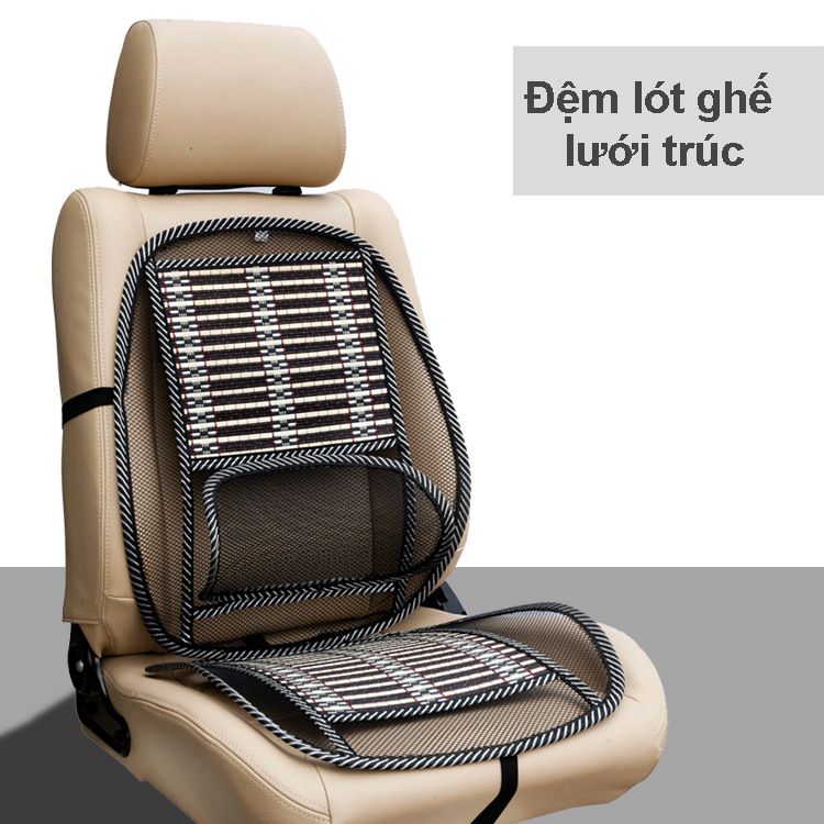 Lót ghế lưới trúc thoáng mát, massage chống đau mỏi cho xe ô tô