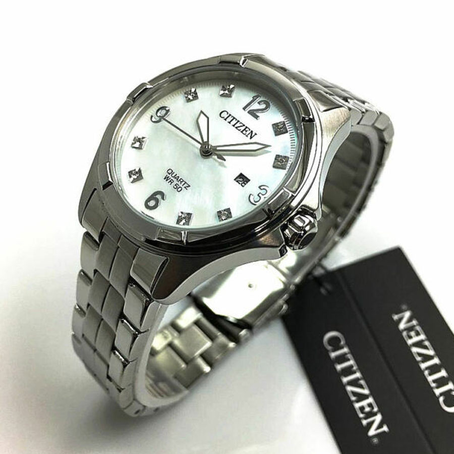 Đồng Hồ Nữ Citizen Đính Đá Swarovski Dây Thép Không Gỉ EU6080-58D - Mặt Xà Cừ