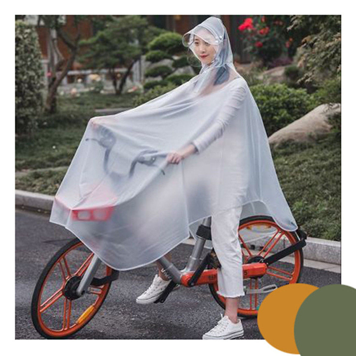 Áo mưa trong có kính che mưa loại rất dày cao cấp cho chị em mưa vẫn thời trang nổi bật