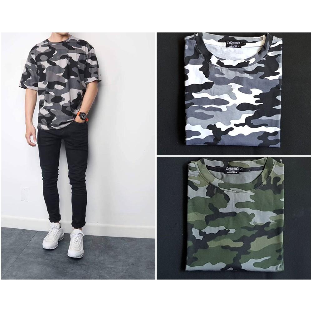 Áo Thun Camo Rằn Ri Nam Nữ Unisex Chất Cotton