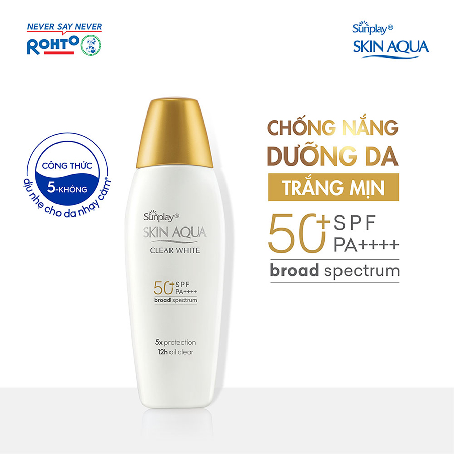 Kem chống nắng Skin Aqua dưỡng trắng, kiểm dầu, dùng hàng ngày dạng sữa Sunplay Skin Aqua Clear White Eco Việt Nam SPF50, PA++++ 55g
