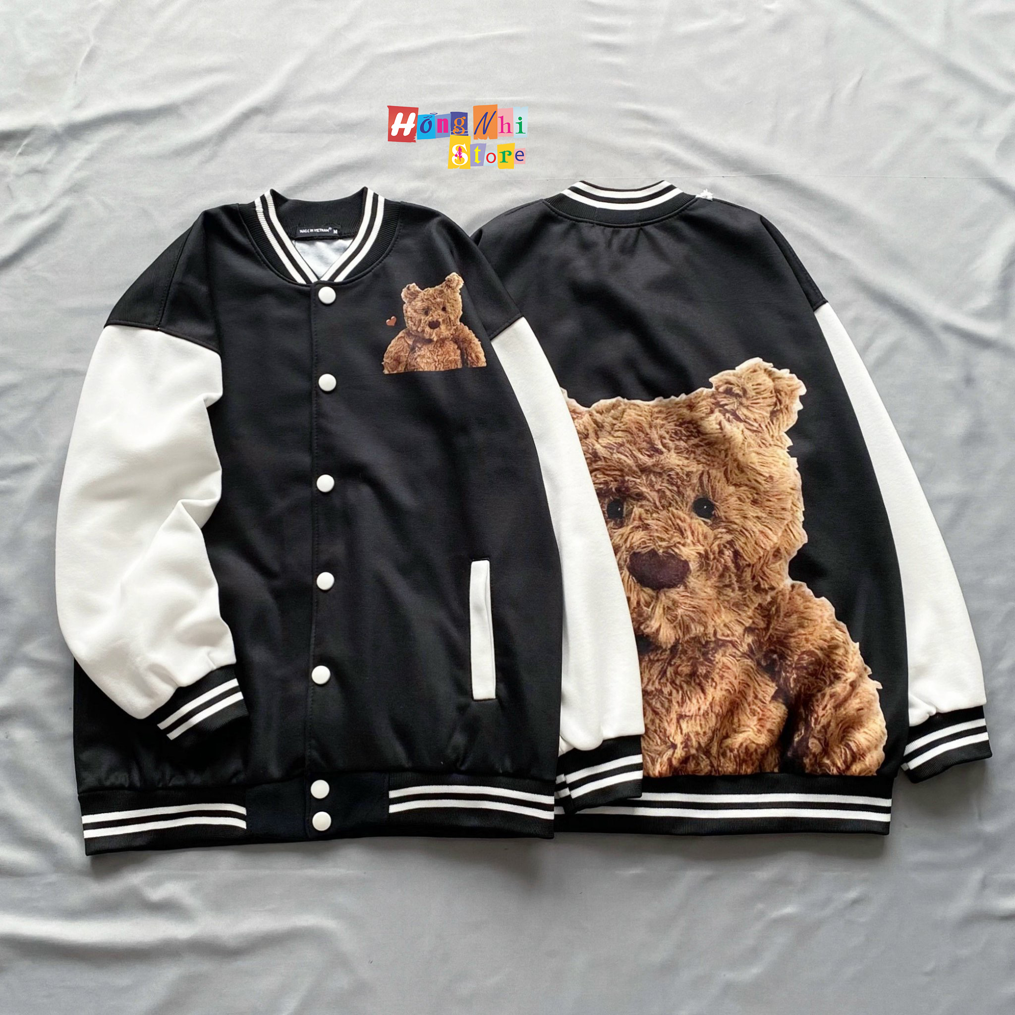 Áo Khoác Bomber Teddy Bear Ulzzang Unisex Dáng Rộng Nam Nữ - MM