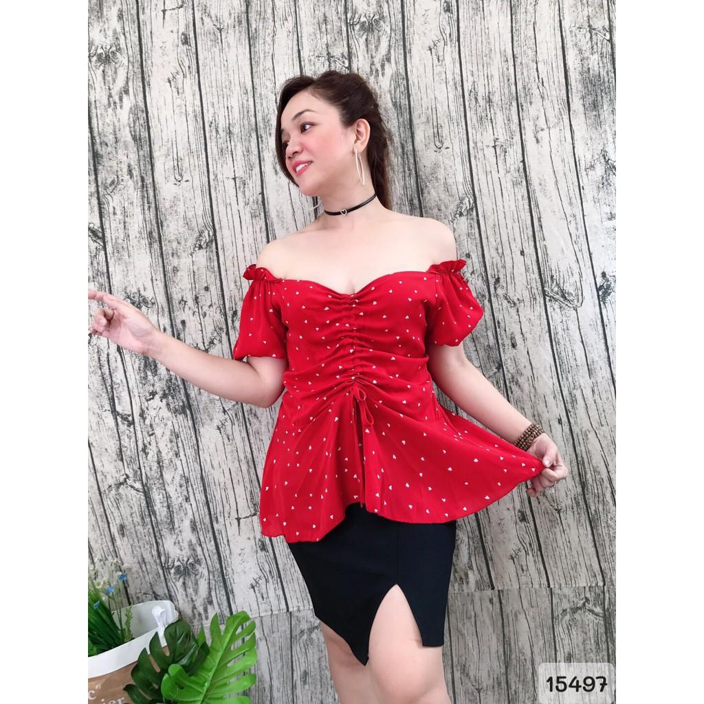 15497 Áo BIG SIZ peplum Rút d â y Bi Bi Tim li ti