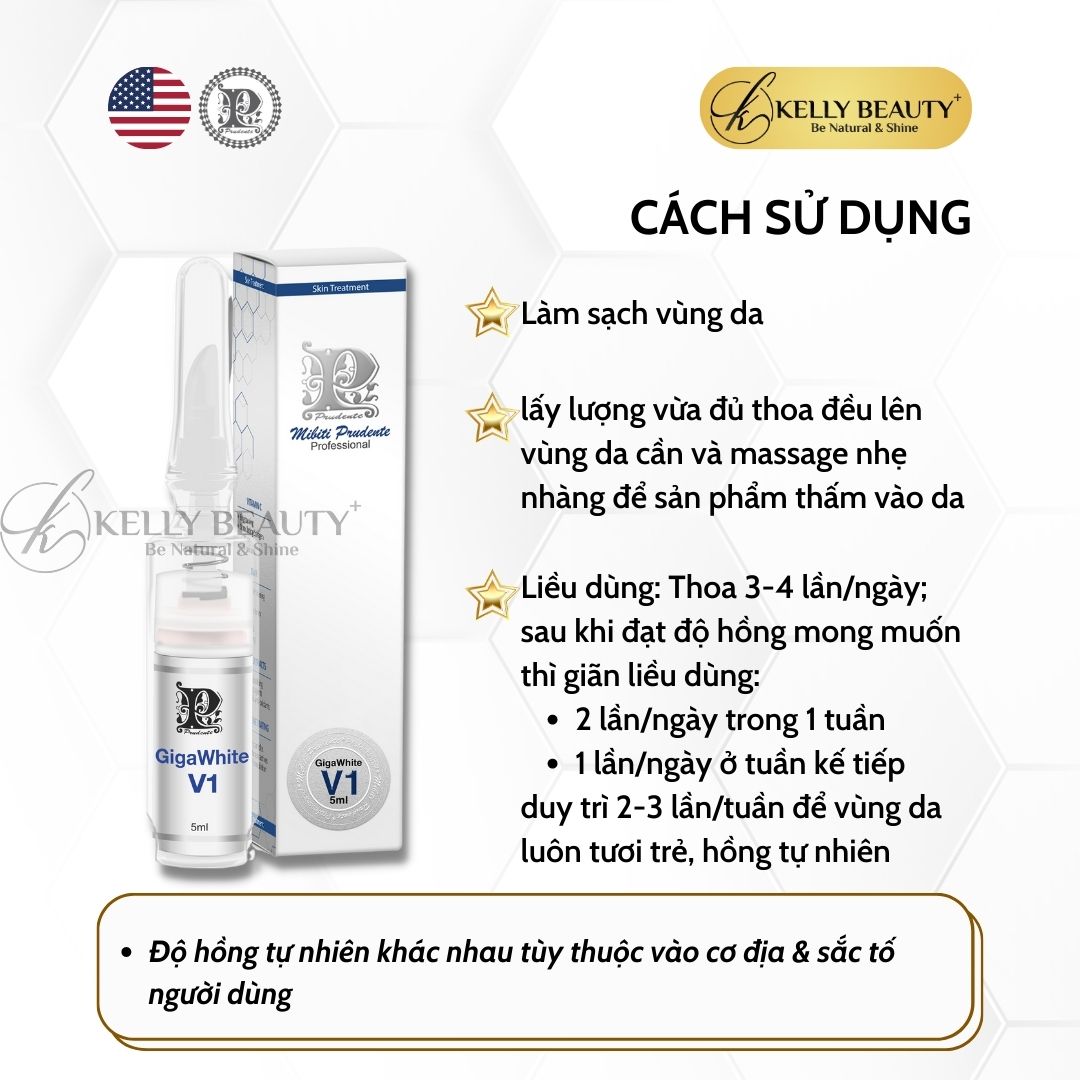 Kem Dưỡng Mibiti Prudente Gigawhite V1 - Khử Thâm, Dưỡng Hồng Cô Bé; Trẻ Hóa Và Giảm Nếp Nhăn - Kelly Beauty