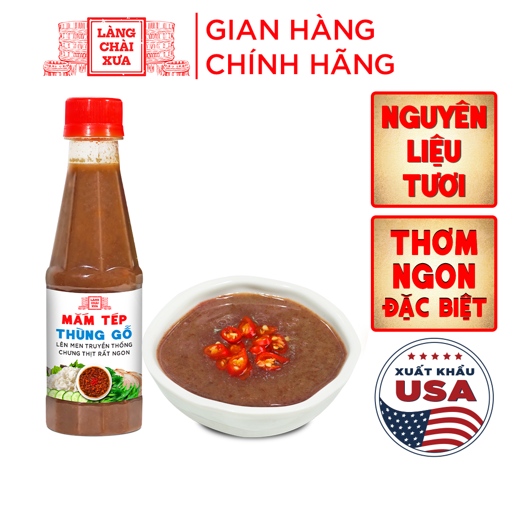 Mắm tép thùng gỗ Làng Chài Xưa chưng thịt rất ngon, lên men truyền thống chai 260g