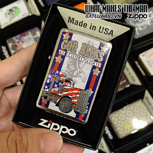 Bật Lửa Zippo 200 God Bless American Truckers