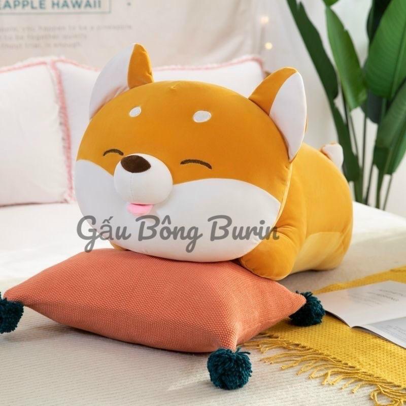 Gấu bông chó shiba lè lưỡi, chó shiba nhồi bông màu vàng